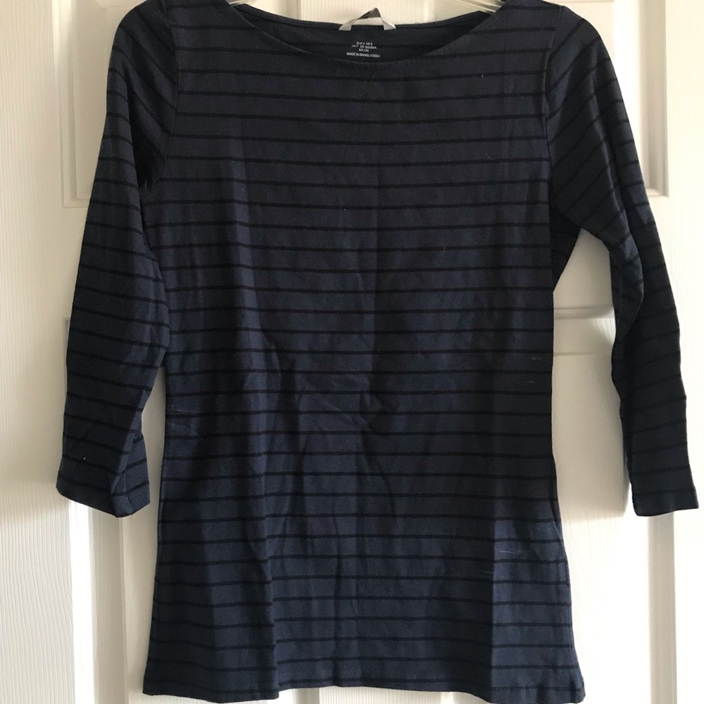 Navy and Black Stripe 3/4 Sleeve Top